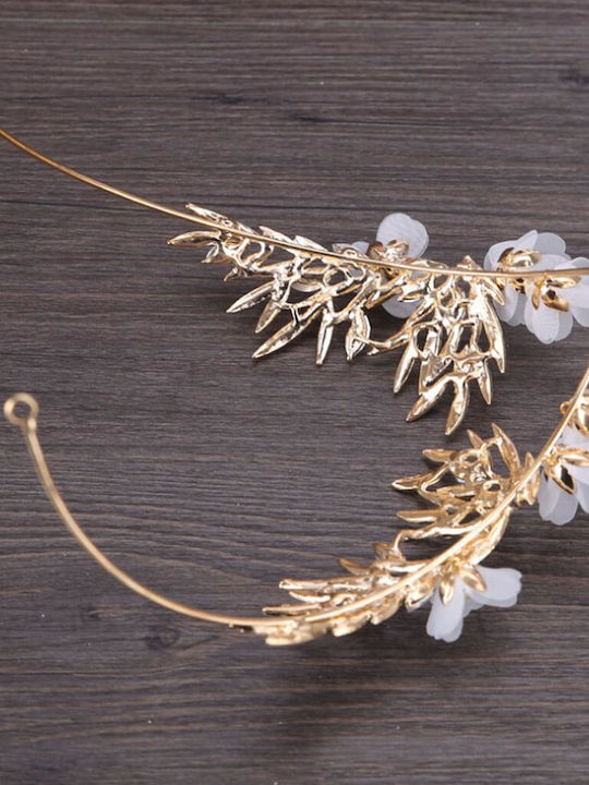 Crown Headpiece Forehead Bohemian Waterdrop Leaves Crystals Gold Bride Wedding Fern