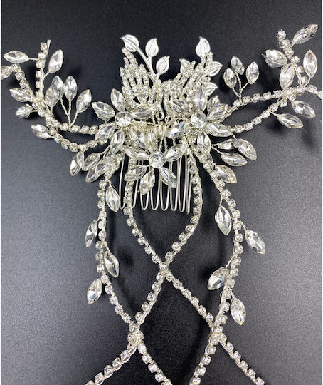 Bridal Hair Comb Long Vine Silver or Gold Austrian Swarovski Crystals Albertine