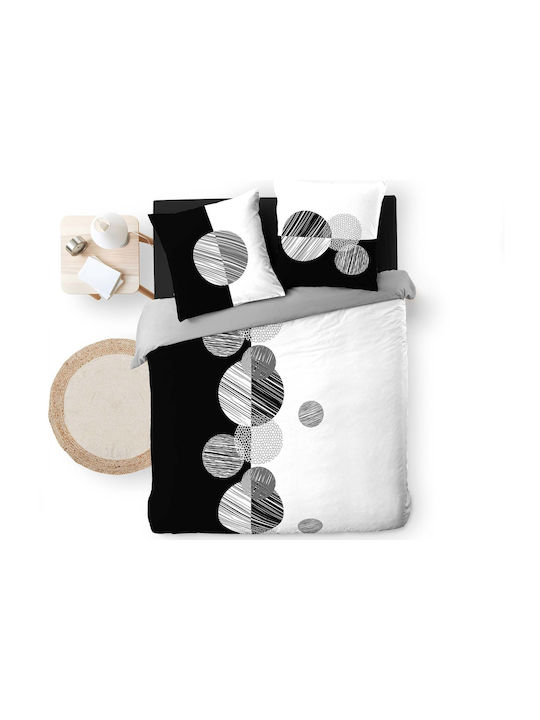 Douceur d'Intérieur Duvet Cover Set Cotton King Size with 2 Pillowcases 260x240 Stormi Black