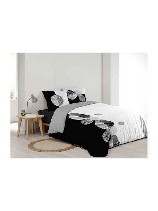 Douceur d'Intérieur Duvet Cover Set Cotton King Size with 2 Pillowcases 260x240 Stormi Black