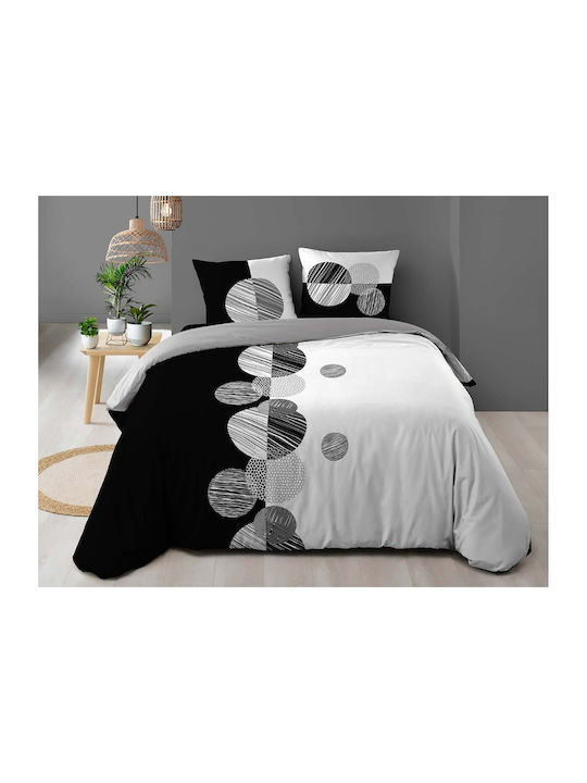 Douceur d'Intérieur Duvet Cover Set Cotton King Size with 2 Pillowcases 260x240 Stormi Black