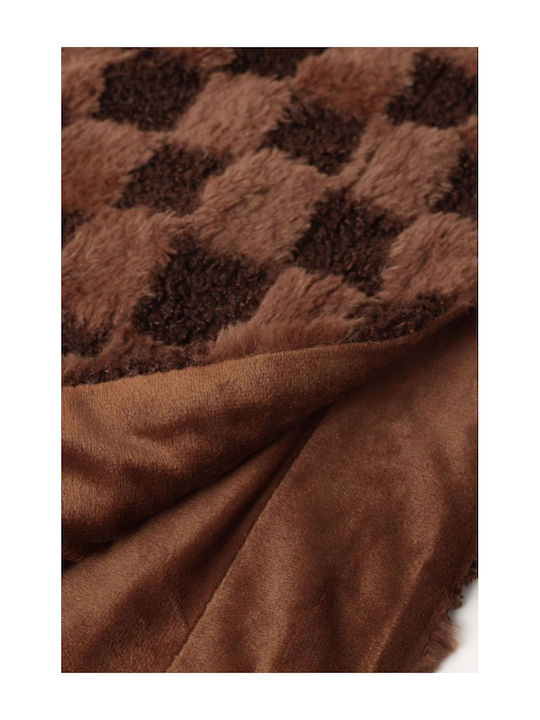 Admas Terry Rabbit Κουβέρτα Καναπέ 127x152εκ. Καφέ