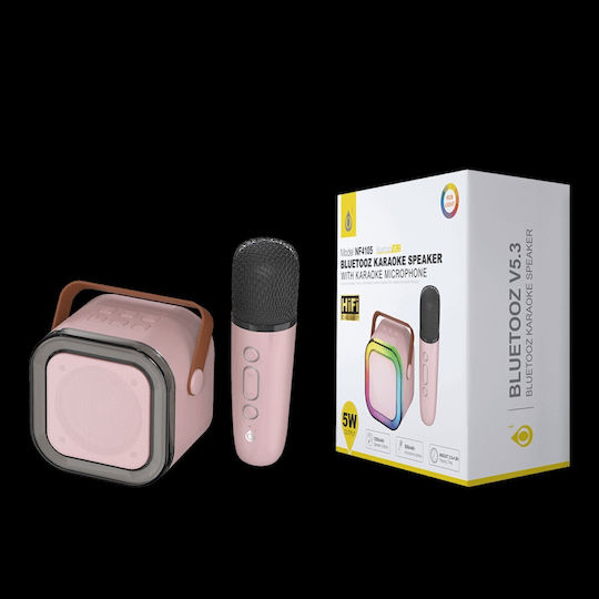 Moveteck Karaoke Speaker with Wireless Microphone Pink
