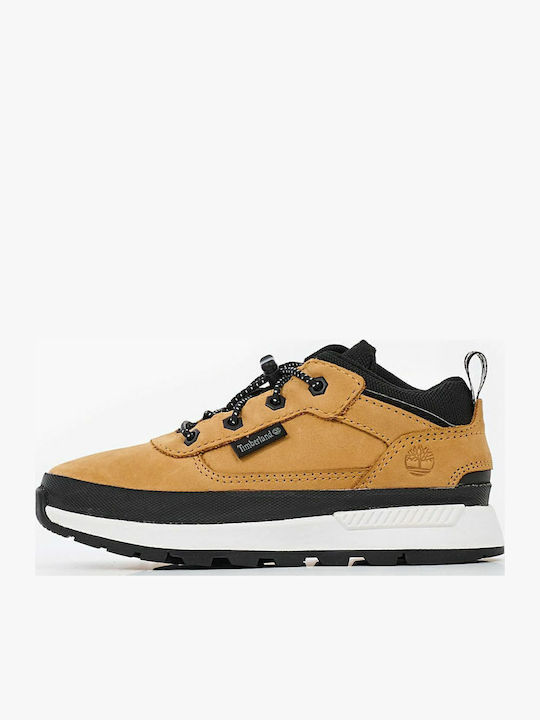 Field Trekker Leather Kids Boots with Laces Yellow