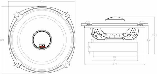 MTX Σετ Ηχεία Αυτοκινήτου Ομοαξονικά 5" με 80W RMS (2 Δρόμων)