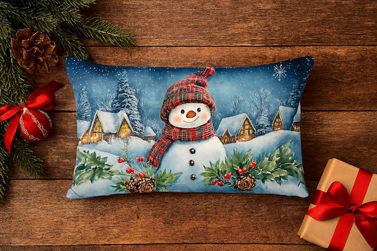 By Queen Limited Festive Edition Μαξιλαροθήκη Snowman Village 50x30εκ