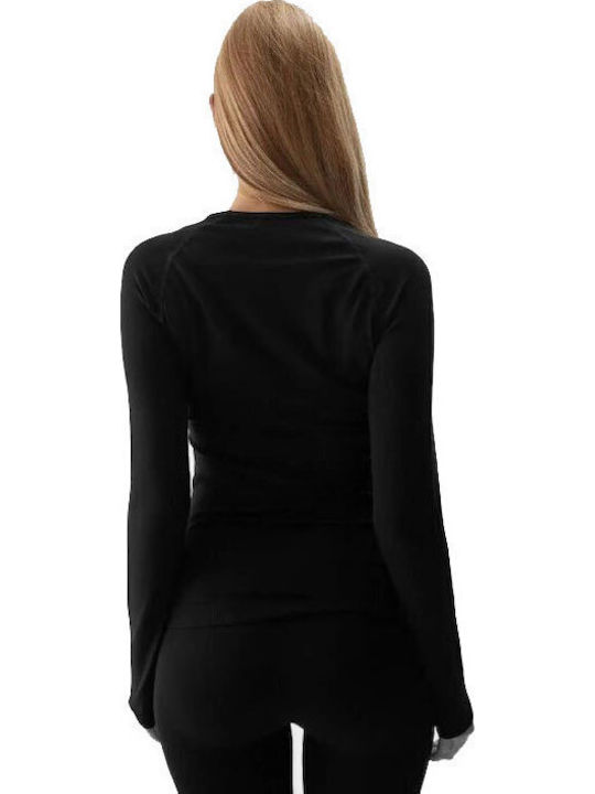 4F Damen Thermo Langarmshirt Schwarz