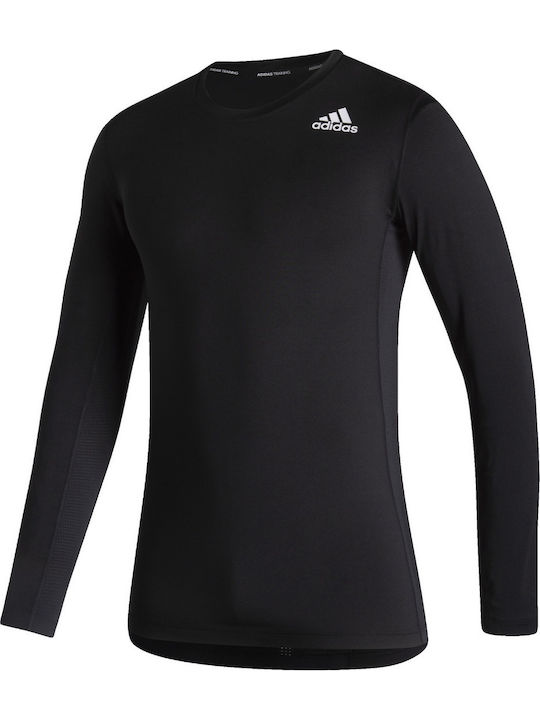 adidas Techfit Ανδρική Ισοθερμική Μακρυμάνικη Μπλούζα Compression Μαύρη