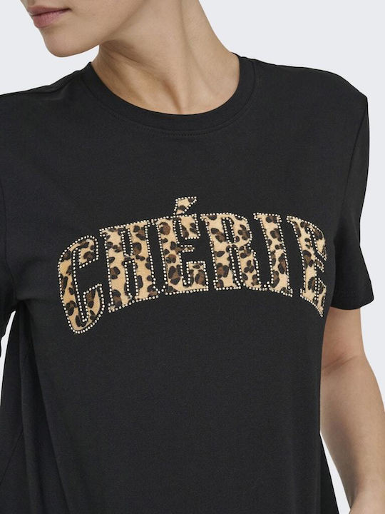 Γυναικείο T-shirt Animal Print Μαύρο