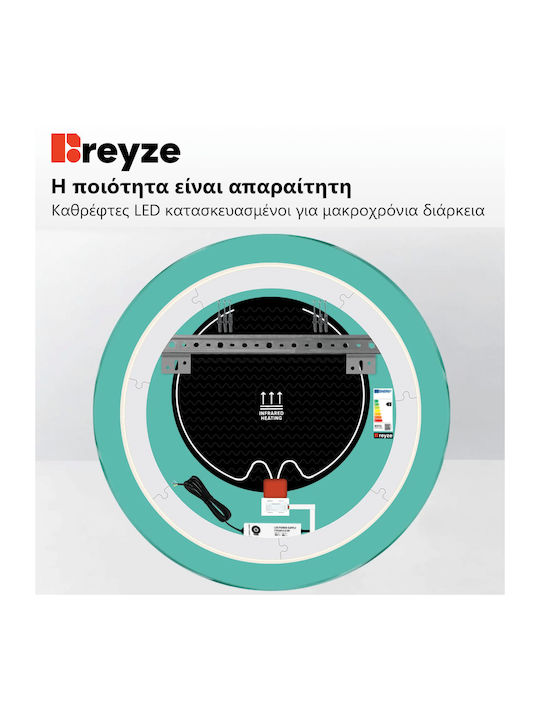 Reyze Ambient Runder Badezimmerspiegel LED Berührung 50x50cm