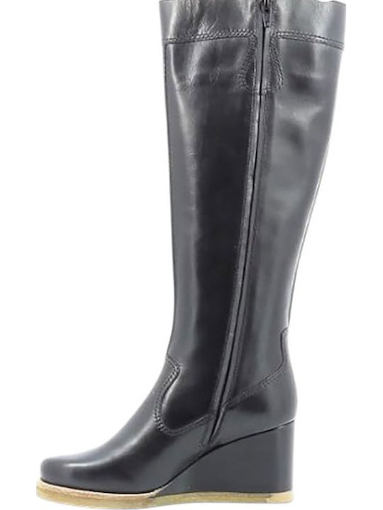 Leder Damenstiefel Schwarz