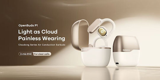 Remax P1 Open Ear Bluetooth Handsfree Ακουστικά με Αντοχή στον Ιδρώτα και Θήκη Φόρτισης Λευκά