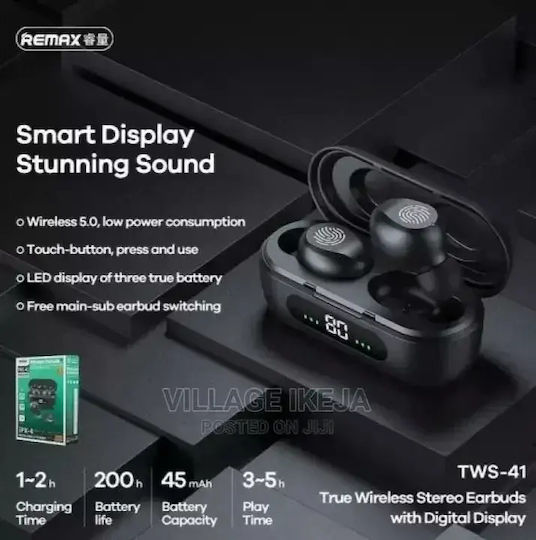 Remax TWS-41 In-ear Bluetooth Handsfree Earphones with Charging Case Black