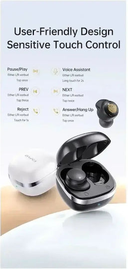 Awei T78 In-ear Bluetooth Handsfree Ακουστικά με Θήκη Φόρτισης Μαύρα