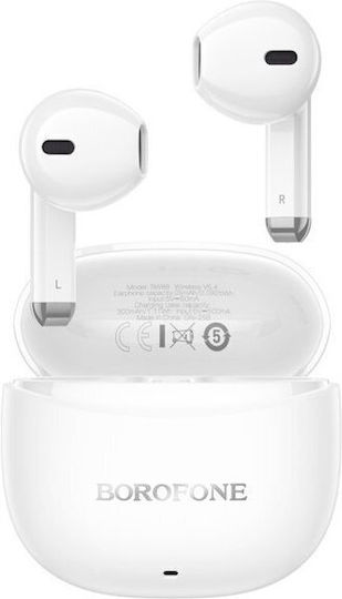 Borofone BW88 In-ear Bluetooth Handsfree Ακουστικά με Θήκη Φόρτισης Λευκά