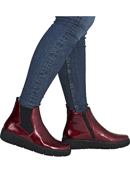 Leder Stiefeletten Damen Rot