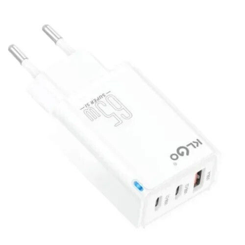 KLGO Φορτιστής Χωρίς Καλώδιο με Θύρα USB-A και 2 Θύρες USB-C 65W Power Delivery / Quick Charge 3.0 Λευκός (PD-71)