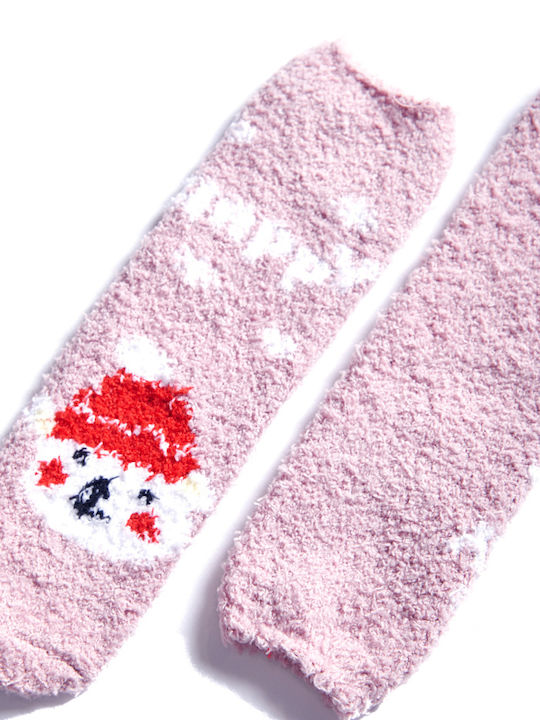 Weihnachten Damen Socken Fleece Muster Logo Rosa