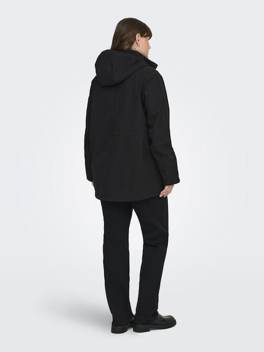 Women's Lifestyle Jacket Waterproof and Windproof for Winter with Hood Black