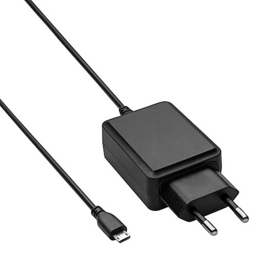 Akyga Зарядно с вграден кабел micro USB 15W Черен (AK-TB-15)
