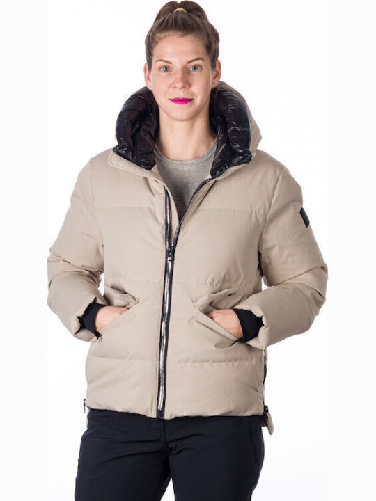 Women's Short Lifestyle Jacket for Winter Beige