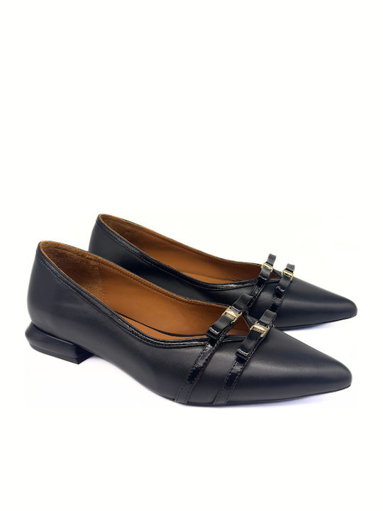 Leather Women's Loafers in Black Color