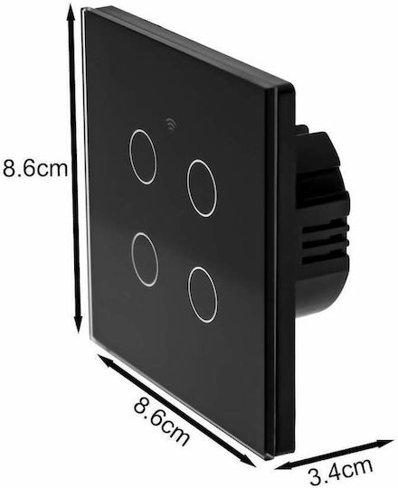 Recessed Touch Wall Switch Wi-Fi Lighting Quadruplicate with Frame Black