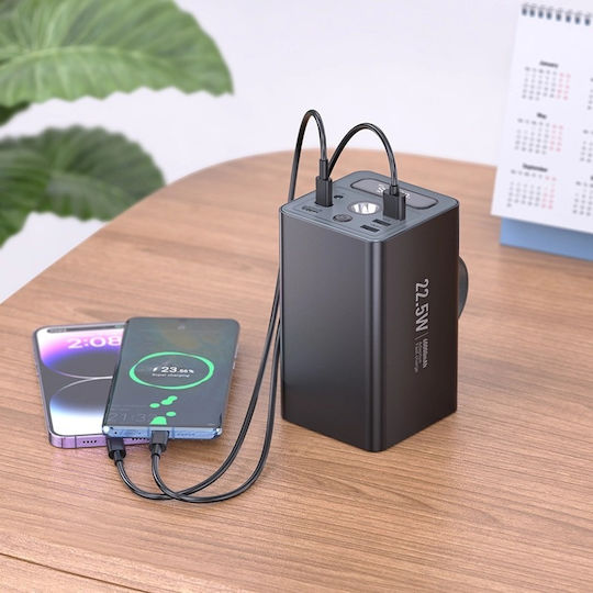 Hoco J138 Power Bank 60000mAh 22.5W with 3 USB-A Ports and 2 USB-C Ports Power Delivery / Quick Charge 3.0 Black