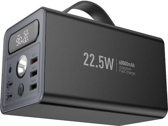 Hoco J138 Power Bank 60000mAh 22.5W with 3 USB-A Ports and 2 USB-C Ports Power Delivery / Quick Charge 3.0 Black