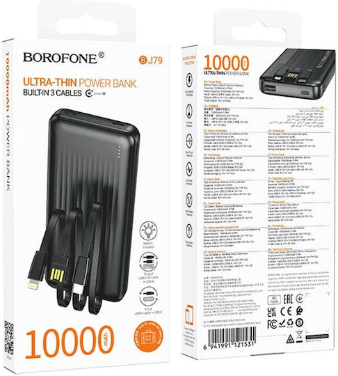 Borofone BJ79 Power Bank 10000mAh με Θύρα USB-A Μαύρο