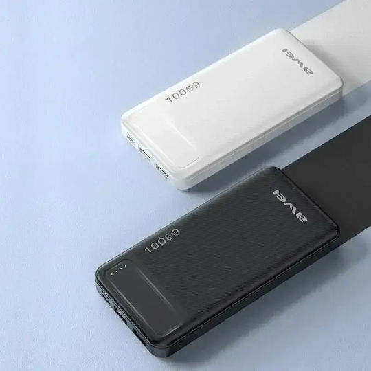 Awei P5K Power Bank 10000mAh με 2 Θύρες USB-A Λευκό