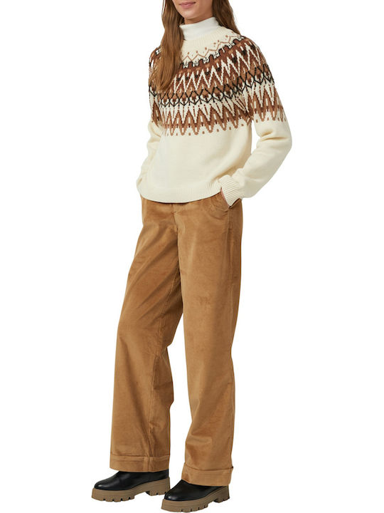Label Γυναικείο Υφασμάτινο Παντελόνι σε Wide Γραμμή Brown