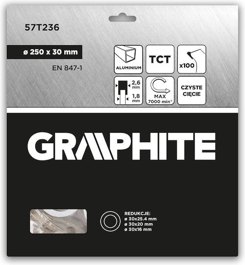 Graphite Cutting Disc Aluminum Hole Diameter 250mm with 100 Teeth 1pcs