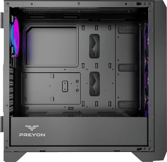Preyon Nest Windy+ Gaming Midi-Turm Computergehäuse mit Seitenfenster Schwarz