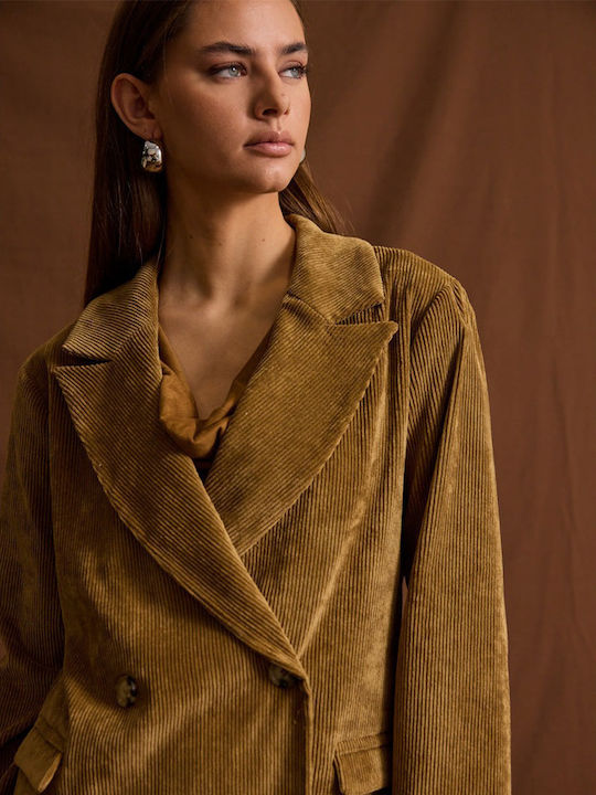 Enzzo Irina Damen Zeichenfolge Gekreuzt Blazer Olive