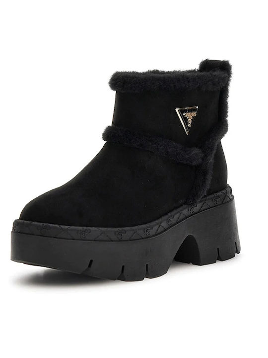 Women's Ankle Boots with Fur Black