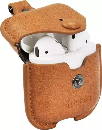 TerraTec AirBox Shape Fixed Θήκη Δερματίνης με Γάντζο Light Brown για Apple AirPods