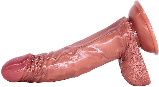 Smd Neon Premium Realistic Dildo 21cm Ρεαλιστικό Ομοιώμα Πέους Όρχεις Βεντούζα Caramel