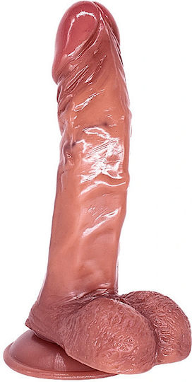 Smd Neon Premium Realistic Dildo 17cm Ρεαλιστικό Ομοιώμα Πέους Όρχεις Βεντούζα Caramel