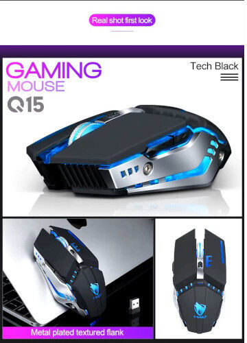 T-Wolf Q15 Ασύρματο RGB Gaming Ποντίκι 3200 DPI Μαύρο