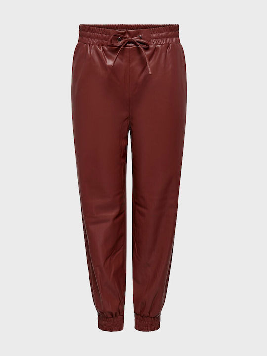 Women's Fabric Trousers with Elastic Slim Fit Spiced Apple