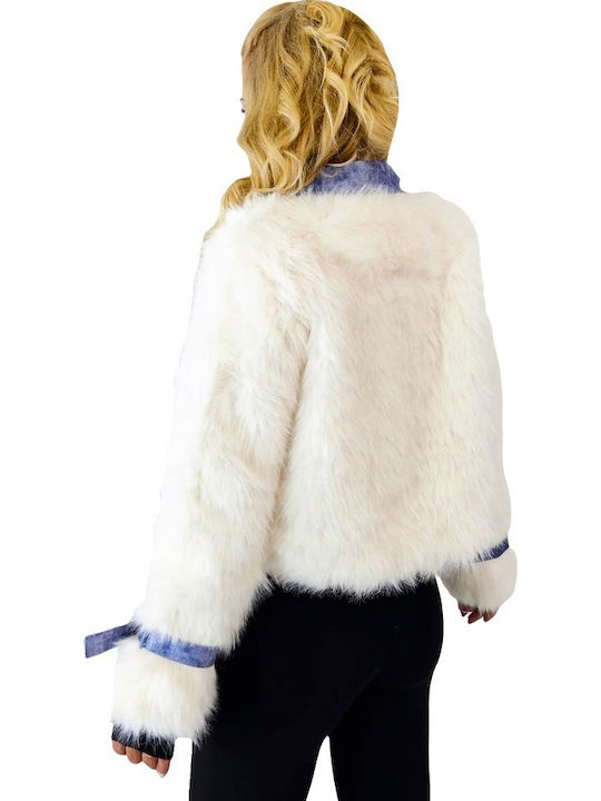 Scurtă Blană de damă White/blue