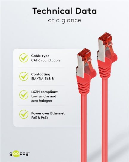 Goobay S/FTP Kat.6 Ethernet Netzwerkkabel 0.15m Rotes