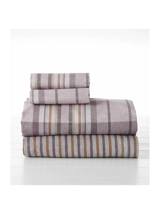 Vesta Home Bristol 2 Σετ Σεντόνια King Size με Λάστιχο 240x270+35εκ. Μωβ (4τμχ)