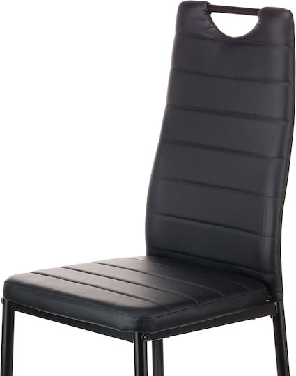 Tonia Pu Dining Room Artificial Leather Chair Black-leg Black 52x43x96cm