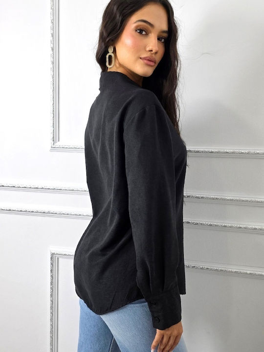 Langärmelig Damen Hemd Black Druck