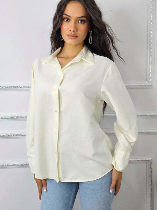 Langärmelig Damen Hemd White Druck