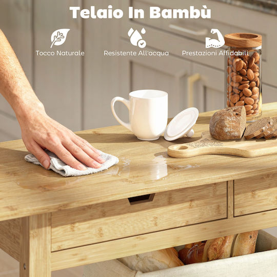 HomCom Wooden Kitchen Trolley 2 Tiers Brown 75x43x100cm