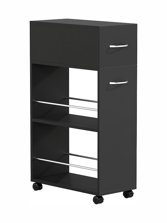 HomCom Τρόλεϊ Κουζίνας Ξύλινο Μαύρο 50x25x85cm