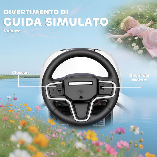 Aiyaplay Αυτοκινητάκι Ride On με Χειρολαβή για 18+ μηνών με Ήχους Λευκό